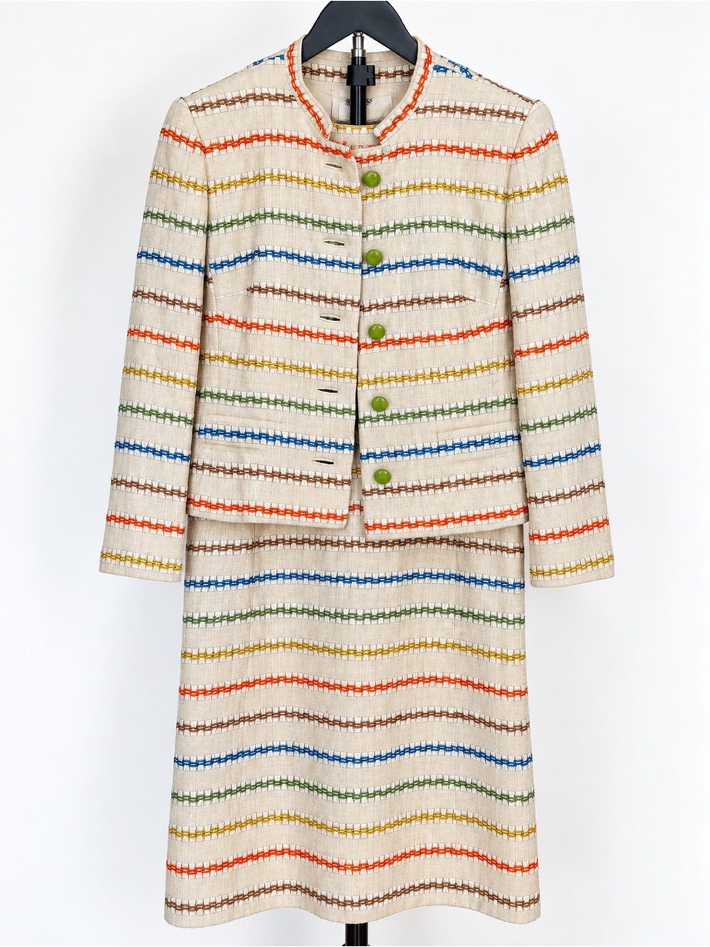 Striped Jacket & Dress Two Piece Set